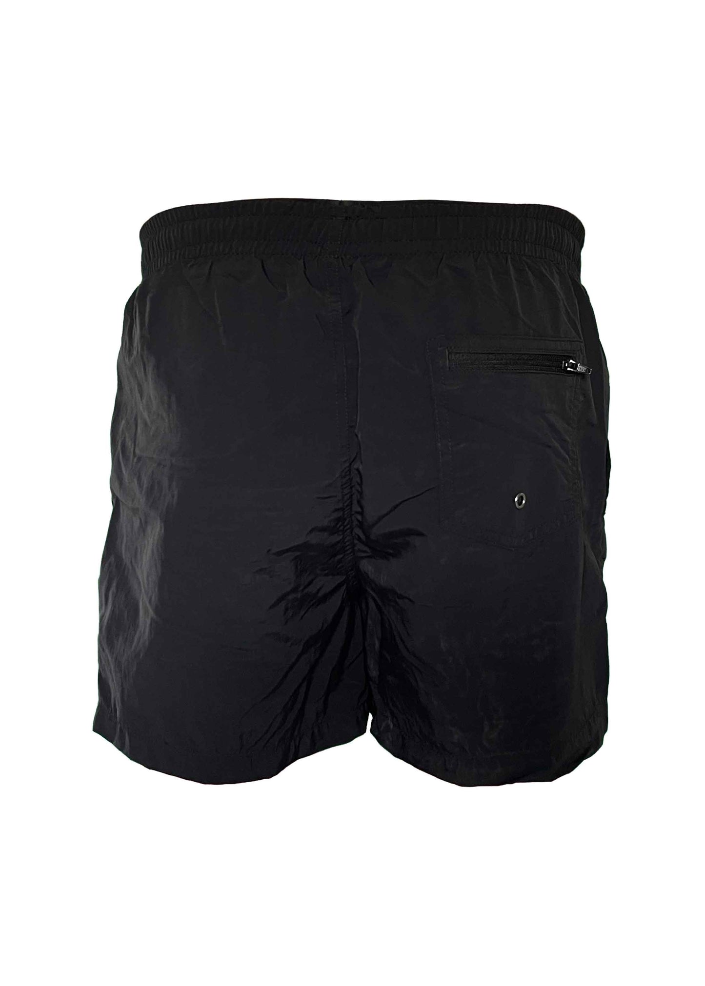 Schwarze Badeshorts von hinten