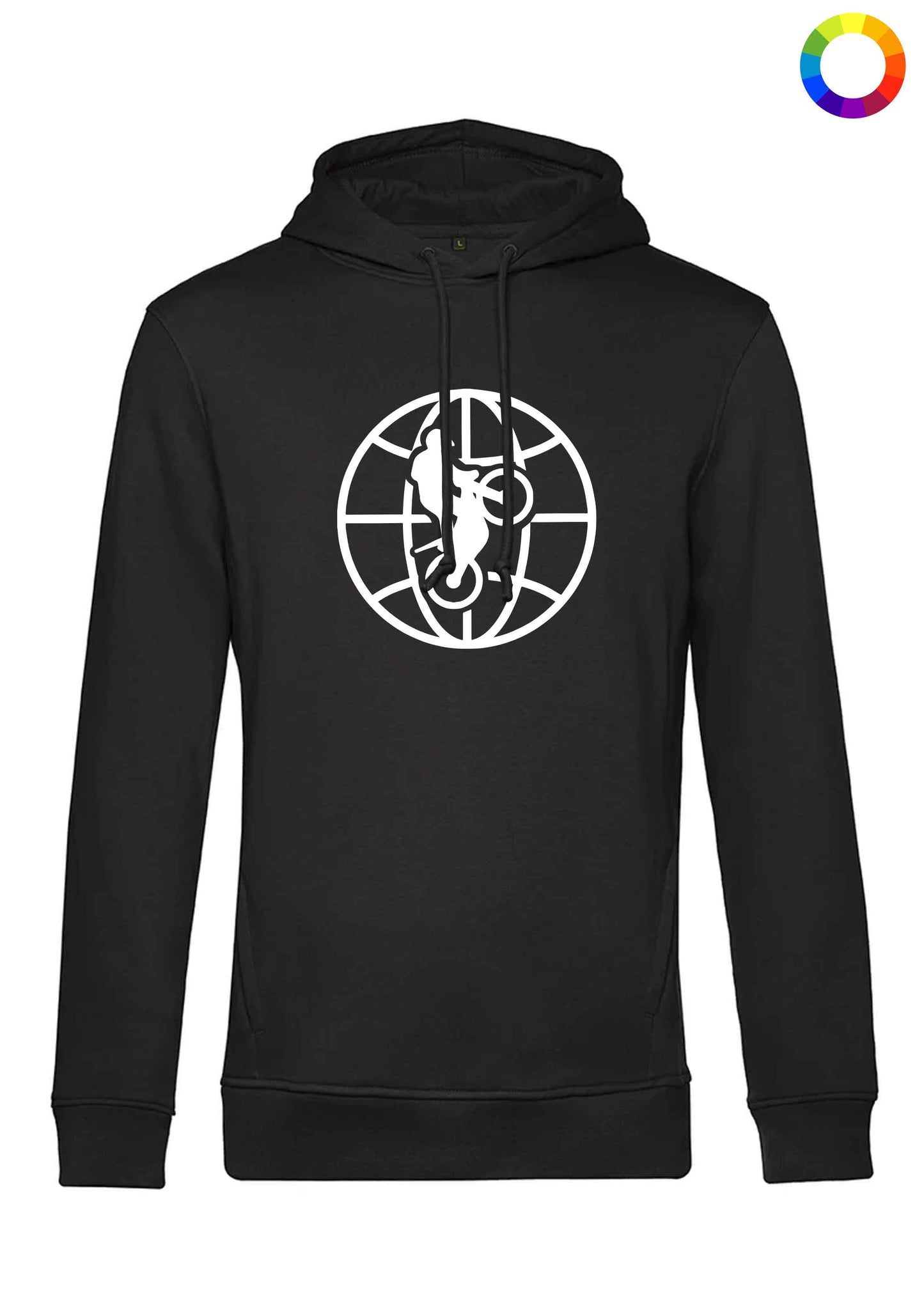 Schwarzer Hoodie mit großem Emblem World of Trial