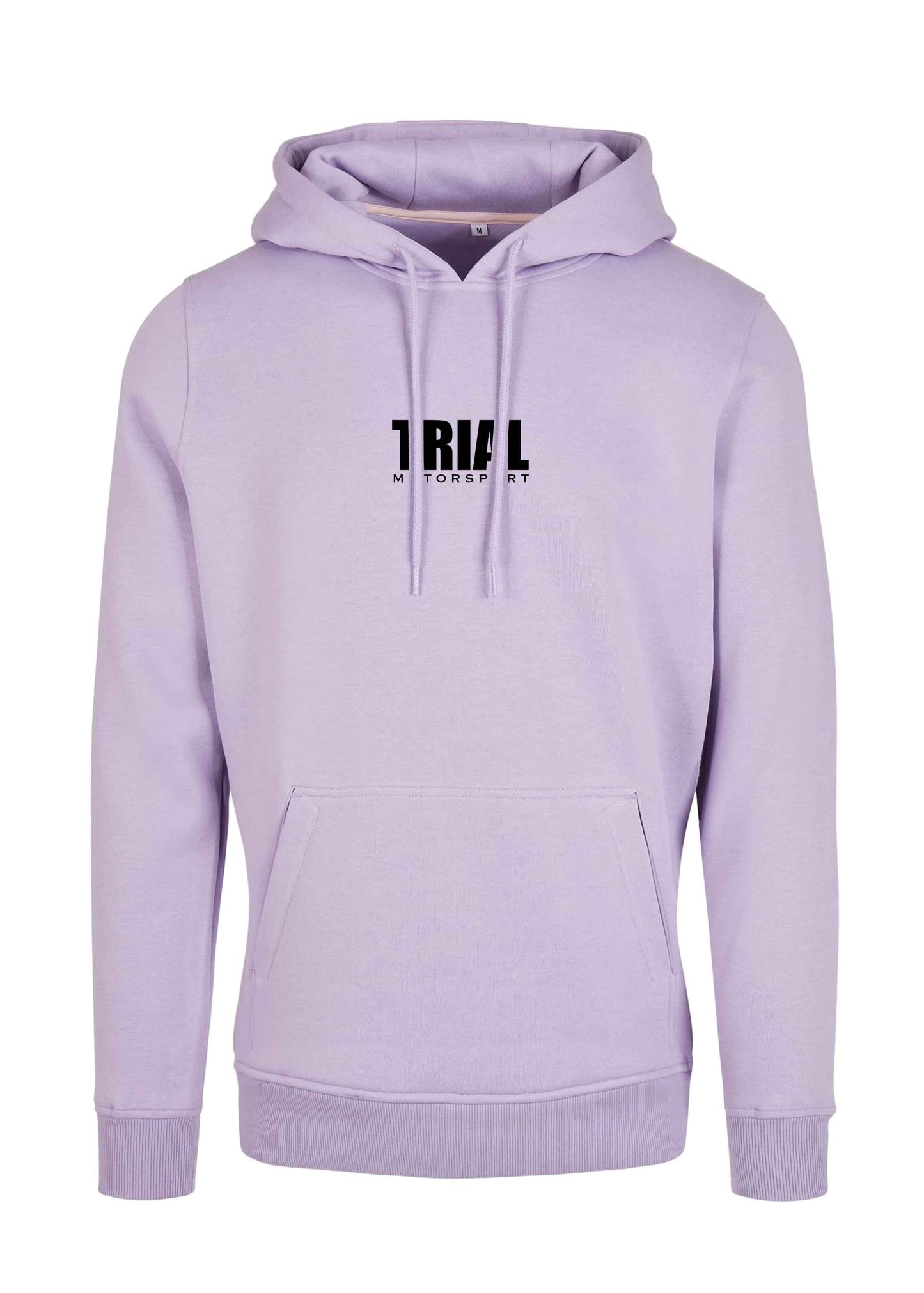 Lila farbener Hoodie mit schwarzem Schriftzug TRIAL Motorsport