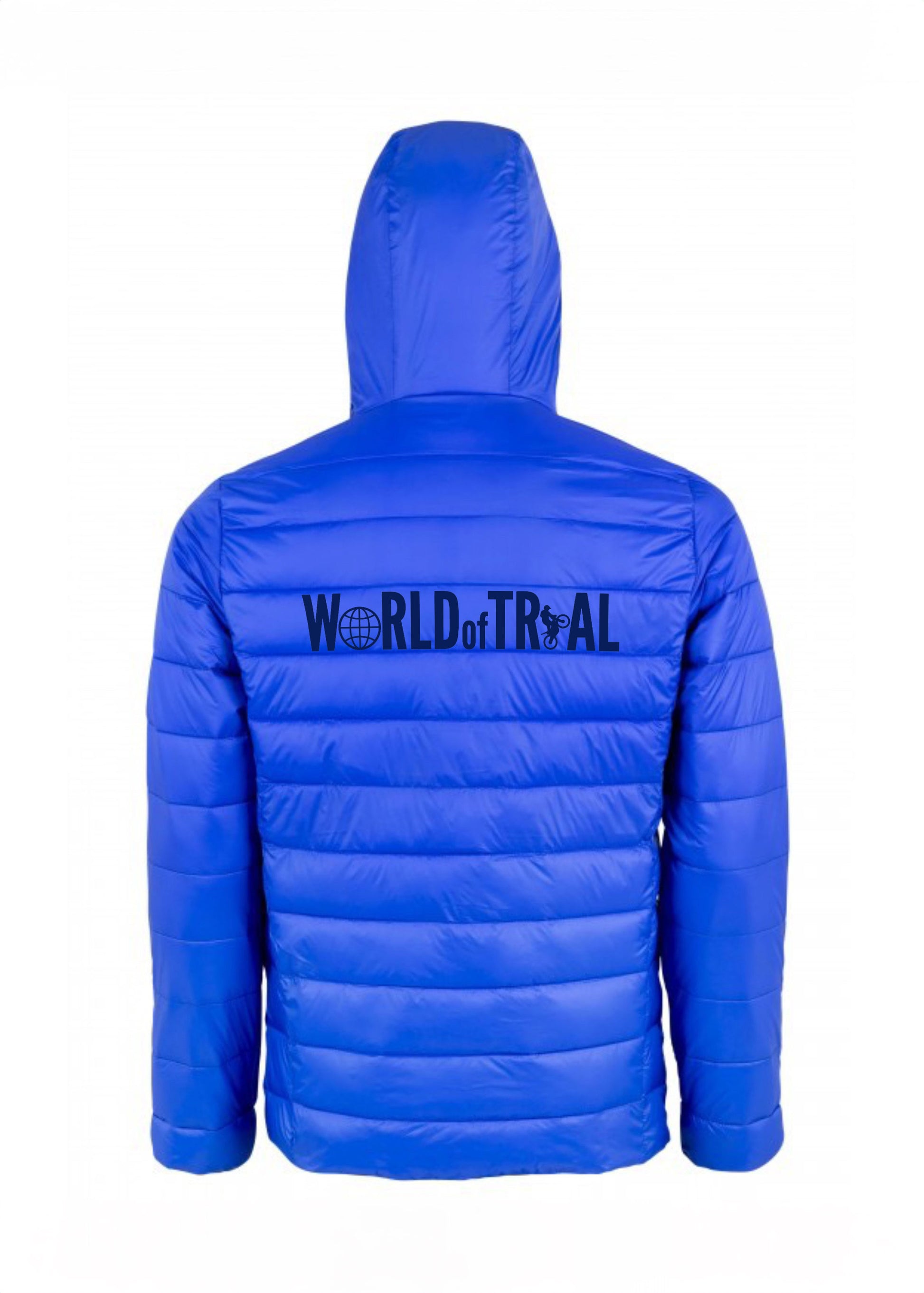 Royalblaue Jacke mit dunkelblauen Details und Innenfutter - Ansicht von hinten