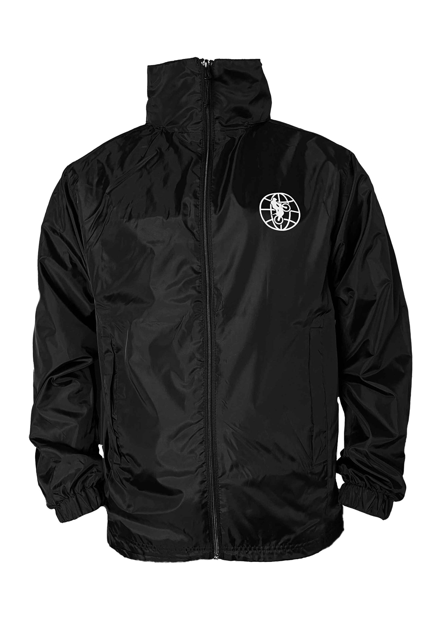 Schwarze Regenjacke mit World of Trial Logo