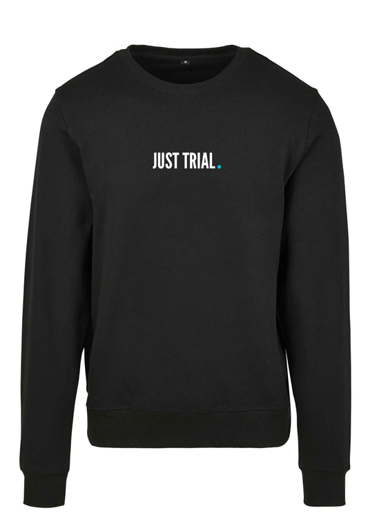 schwarzer Sweater mit Just Trial Schriftzug