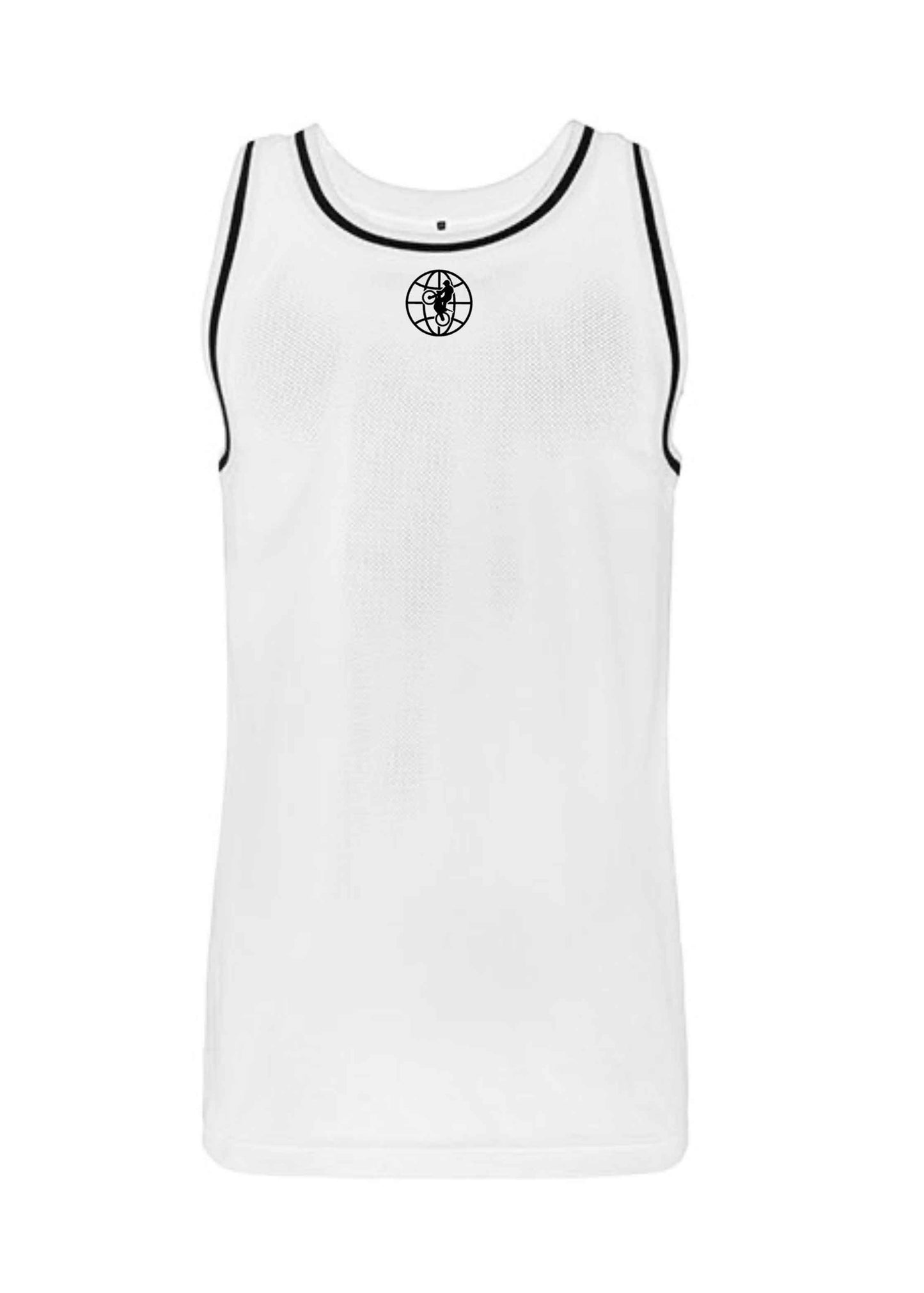 Tanktop in weiß mit kleiner schwarzer World of Trial 