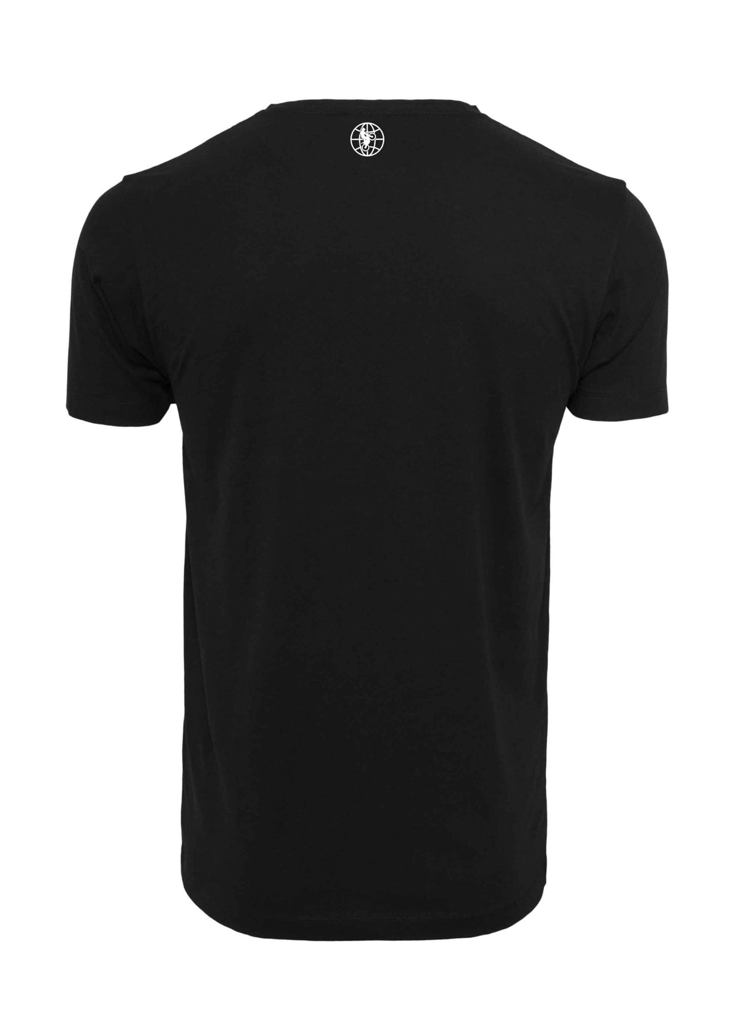 Schwarzes T-Shirt von hinten