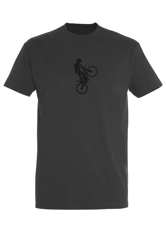 Dunkelgraues Shirt mit Trialer aus verschiedenen Begriffen
