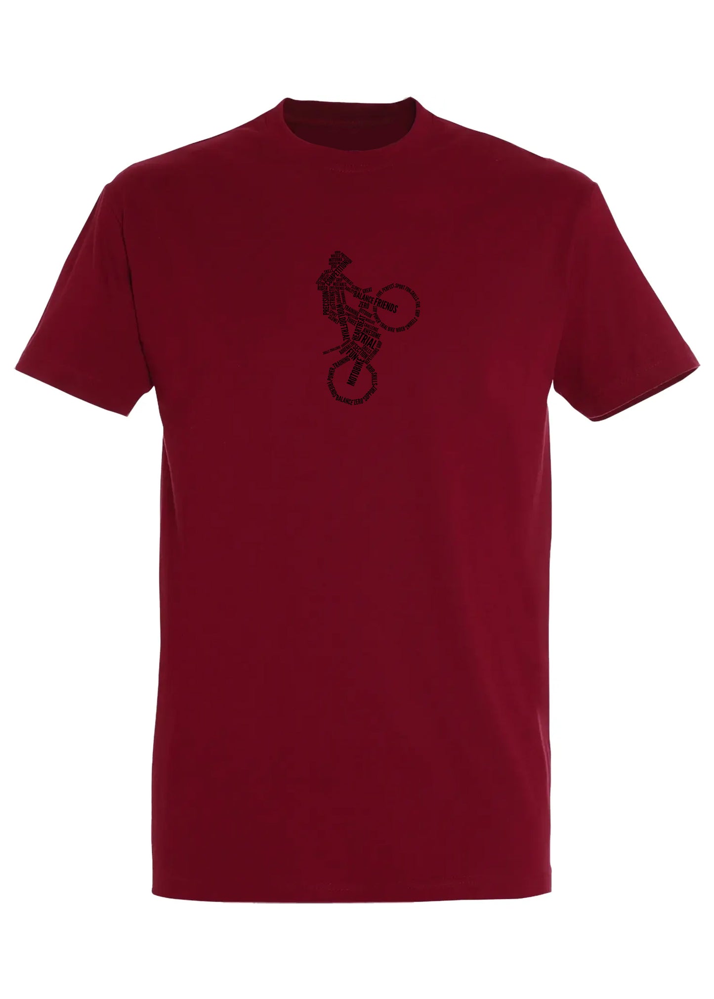 Rotes Shirt mit Trialer aus verschiedenen Begriffen
