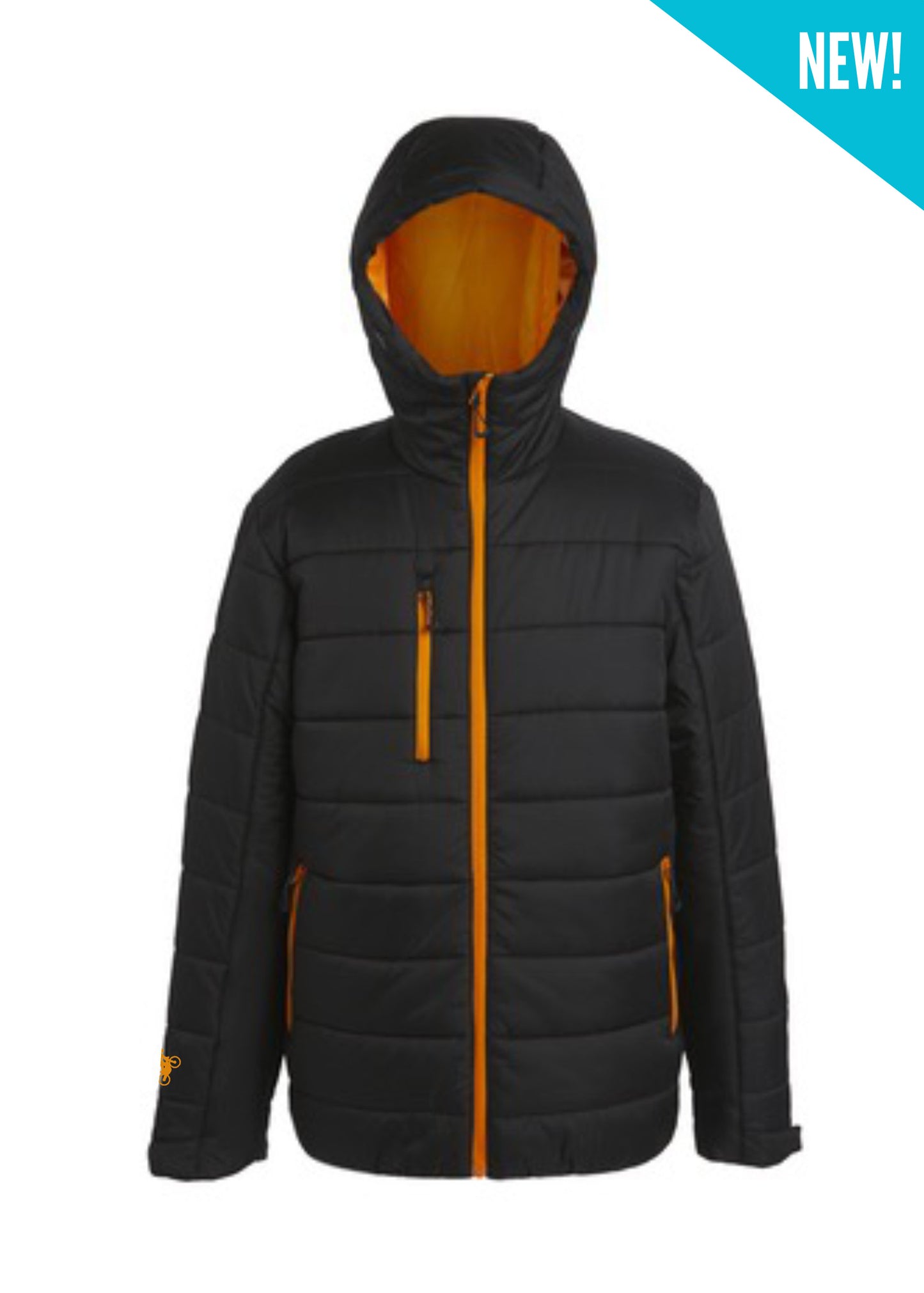 Thermal Winterjacke in Schwarz mit Details in Orange